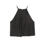 Spring Style Elegant Holiday Style Sling Sleeveless Shirt-Outfit