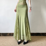Girl Sexual Dew Back Bow Chest Type Agaric Edge Net Halter Belt Small Vest Lace Spliced Half Skirt-Outfit