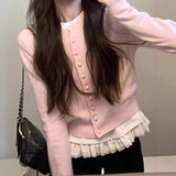 Fongt Windish Small Wool Knitted Cardigan Women's Autumn And Winter Round-Neck Long-Sleeved Bottom Shirt Short Repair Inside The Top