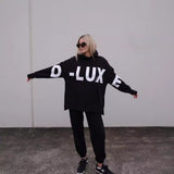 Fongt New Casual Fashion Letter Printing Hooded Long-Sleeved Edswoman