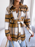 Fongt And Winter Casual Lattice Long Sleeve Strap Thick Coat Explosion Women's Clothing