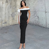 Black Off-Shoulder Tie Up Midi Dress-Outfit