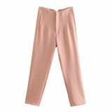2021 Women High Wasit Suit Pants Trousers Vintage Style Pockets Buttons Office Lady Pants Pantalon
