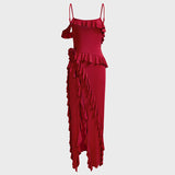 Fongt Spring Hot New Sexy Fashion Pure Color Back Open Fork Splicing Halter