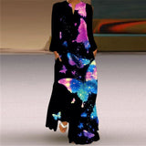 V-neck Long Sleeve Ankle-Length Vintage