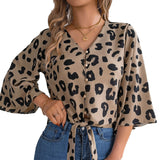 Shooting 2025 Spring And Summer New Leisure Leopard Lace With Chiffon Shirt Women's