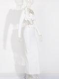 Small Fragrant Three-Dimensional Flowers Two Sets 2025 New Square Collar Short Top + High-Waisted Hip Dress Suit