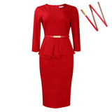 Fongt New Women's 2025 New Solid-Color Bag OL Pencil Dress African Dress