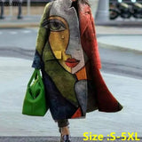Women's Warm Coat Long Sleeved Lapel Jackets Elegant Temperament Winter Coat Warm Loose Printed Pockets Women's Clothes