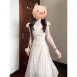 Fongt V-Neck Broken Floral Dress Women's Summer New Temperament High-End Holiday Style Closed Waist Thin A Word Long