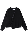 Cardigan Sweaters For Women Irregular Solid Loose O-Neck Korean Vintage Long-Sleeved Female Knit Cardigans Coat