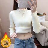 Ear One Velvet Turtleneck Sweater Slim Women's Sweater Autumn And Winter Soft Waxy Bottom Jacket Inside-Outfit