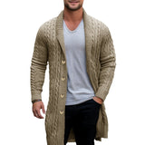 Fongt Men's Men's Long Knit Shirt Coarse Needle Twisting Shirt Sweater Woven Coat