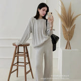 Fongt Spring And Summer New Thin Sweater Hoodie Women's Round Collar Perspective Basic Knitwear Candy Color