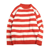 Green Striped Knitted Sweater Women Winter Pullovers Casual Oversized Sweaters Loose Harajuku Couple Sueter De