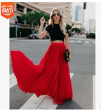 Fongt 2024 New Large-Size High-Waisted Half-Dress Women's Large Swing Skirt Wrinkles Long