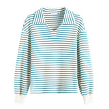 Polo Collar Striped Women's 2022 New Spring Loose Casual Top Full Slevee Casual Loose Sweatshirt Women §ã§á§à§â§ä§ڧӧߧѧñ