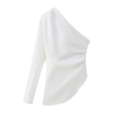 New Pleated Asymmetrically Trimmed Blouse 0264840-Outfit