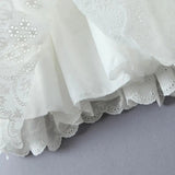 White Embroidery Hook V-neck Mini Dress-Outfit