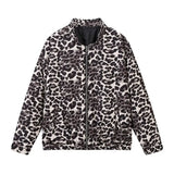 Fongt Women's Explosive Leopard Print Zipper Long-Sleeved Cotton Jacket Jacket