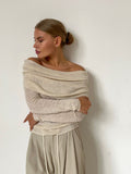Fongt Knitted Shirt 2025 Spring Women Feel Solid Color Jacket Head Collar Long-Sleeved Knitting Shirt