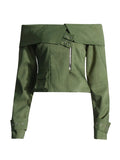 Fongt Street Coat Autumn 2024 New One-Word Lapel Zipper Stitching Design Sense Short Jacket Girl-Outfit