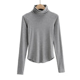 Women 2020 Fashion Solid Crop Turtleneck Knitted Sweater jumper big strethy Slim Pullovers Chic Tops