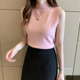 New Summer Bottom Sweater Xia Slim, Thin Sweater, Sleeveless Knitted Sweater, Put On A Girl.-Outfit