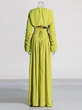 Fashion Suit Women's New Spring 2025 Casual Round Tie Folded High-End Long-Sleeved Design Two