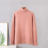turtle Neck Solid Cashmere Sweater Women Elegant Soft Warm Female Knitted Pullovers Basic Loose female