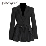 Black OL Style Blazers For Females Notched Long Sleeve Solid Minimalist Casual Blazer 2021 Autumn Fashion