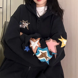 Vintage Star Print Oversized Hoodie-Outfit