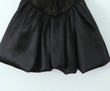 Black Lace Corset Style Satin Ball Gown Mini Dress-Outfit
