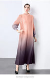 Fongt And Fashionable Gradient Lantern Sleeve Pressure Folding Dress Women Autumn And Winter Loose Apparent Thin-Skinny A-Character Dress