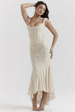 Lace Textured Strap Wrap Midi Dress-Outfit