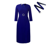 Fongt Women's Clothing 2025 Autumn New V-Neck Fashion Temperament Elegant Folding Skirt Dress