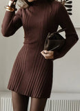 Fongt Half-Necked Dress Knitted Dress Spring 2025 Temperament Tweed A-Word Skirt