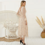 Popular Style Women's Wear Spring And Summer New Long-Sleeved Sequins Tassel Lady Chief-Outfit