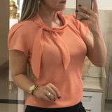 Bow Tie Short Sleeve Petal Sleeves
