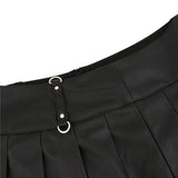 Sexy Summer Party Bodycon Leather Skirts Summer Solid PU High Waist Zipper Pleated Mini Skirt Street Club Bottoms