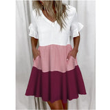 Regular Sleeve Fashion Short Printed Ruffle Pocket