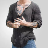 Fongt Men's Spring And Autumn Jackcase Knits V-Necked Wool Thin Bottoming Shirt