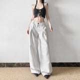 Fongt Style Lazy Loose Broad-Legged Sleeker Sleeker Sleeker Sleeker Temperament Commuting Low-Waist Fashion Thin Trousers