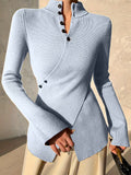 Fongt Hem High-Necked Shirt Women's Women's Cross-Sleeve Knitted Shirt