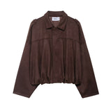 Fongt Spring Pilot Jacket Bat Sleeve Zipper Loose Tuffen Jacket Women's Casual Jacket