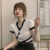 Hong Kong Taste Slimy Umbilly Short Top Woman 2025 Summer New Design Sense Niche Short-Sleeved
