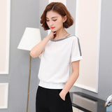 new 2020 chiffon women blouse shirt causal plus size short sleeve women tops solid white red yellow color blusas 0370