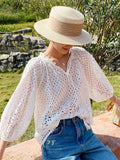 Fongt Spring And Summer New Famous Fengfeng South French Vacation Embroidery Shirt Women's Summer French White Shirt Women's
