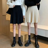 Knitted Pleated Long Mini Skirt-Outfit
