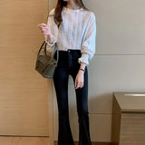 Women Pure Temperament Sheer Sexy Spring Minimalist O-neck Stylish Streetwear Vacation Harajuku Basic Fit Ropa Youth